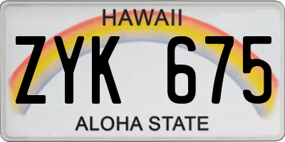HI license plate ZYK675