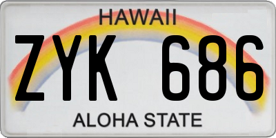 HI license plate ZYK686
