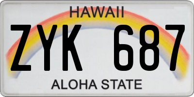 HI license plate ZYK687