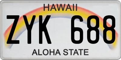 HI license plate ZYK688