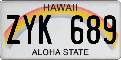 HI license plate ZYK689