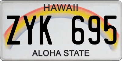 HI license plate ZYK695