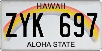 HI license plate ZYK697