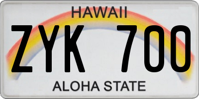 HI license plate ZYK700