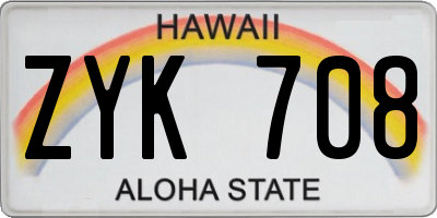 HI license plate ZYK708