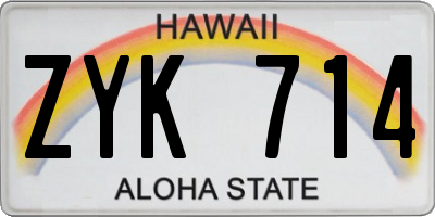 HI license plate ZYK714