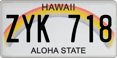 HI license plate ZYK718
