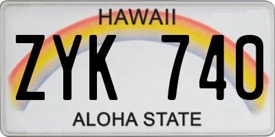 HI license plate ZYK740