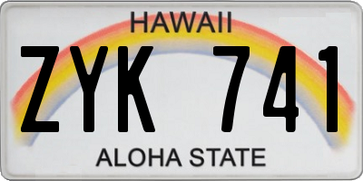 HI license plate ZYK741