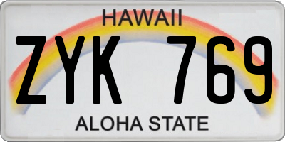 HI license plate ZYK769