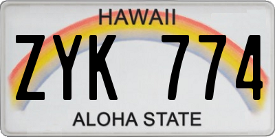HI license plate ZYK774