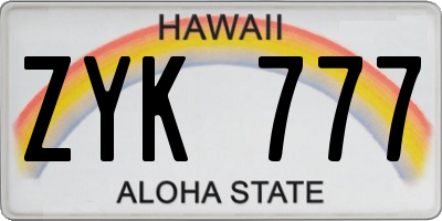 HI license plate ZYK777