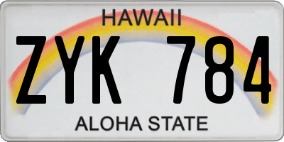 HI license plate ZYK784