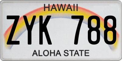 HI license plate ZYK788