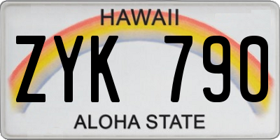 HI license plate ZYK790