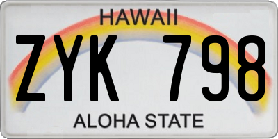 HI license plate ZYK798
