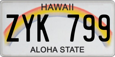 HI license plate ZYK799