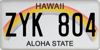 HI license plate ZYK804