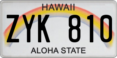 HI license plate ZYK810