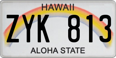 HI license plate ZYK813