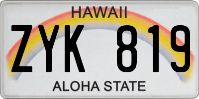 HI license plate ZYK819