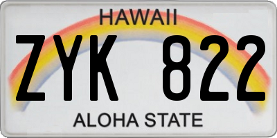 HI license plate ZYK822