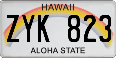 HI license plate ZYK823