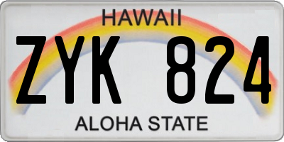 HI license plate ZYK824