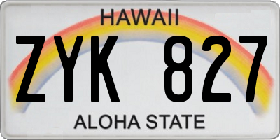 HI license plate ZYK827