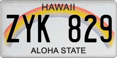 HI license plate ZYK829