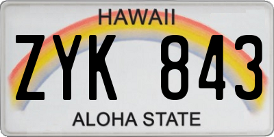 HI license plate ZYK843