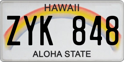 HI license plate ZYK848