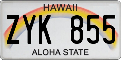 HI license plate ZYK855