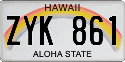 HI license plate ZYK861