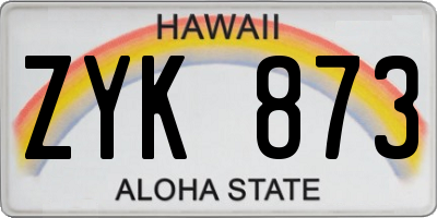 HI license plate ZYK873