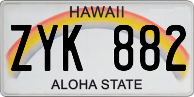 HI license plate ZYK882