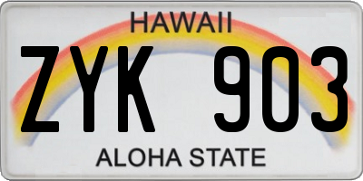 HI license plate ZYK903