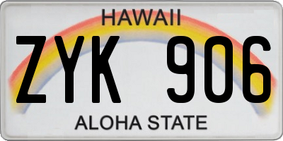 HI license plate ZYK906