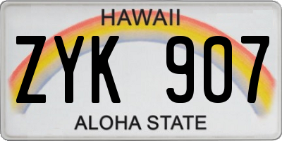 HI license plate ZYK907