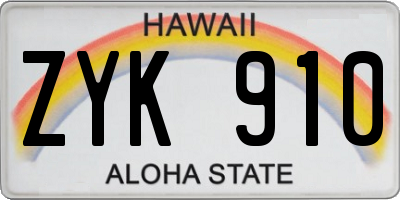 HI license plate ZYK910