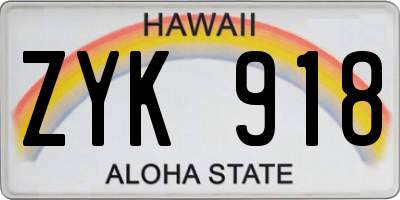 HI license plate ZYK918
