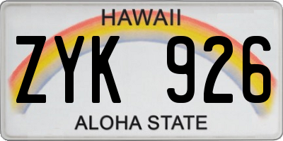 HI license plate ZYK926