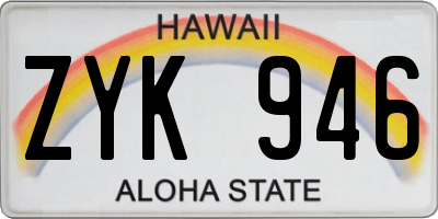 HI license plate ZYK946
