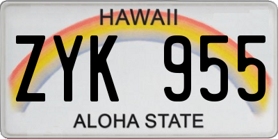 HI license plate ZYK955