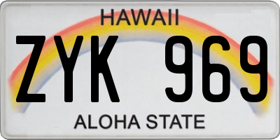 HI license plate ZYK969