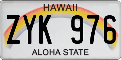 HI license plate ZYK976