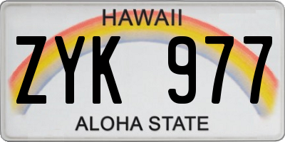 HI license plate ZYK977