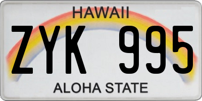 HI license plate ZYK995
