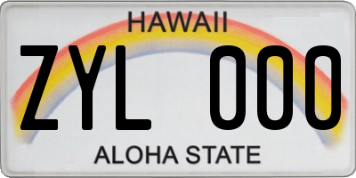 HI license plate ZYL000