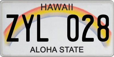 HI license plate ZYL028